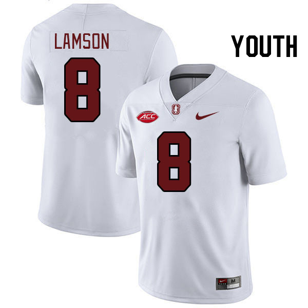 Youth #8 Justin Lamson Stanford Cardinal 2024 ACC Conference College Football Jerseys Stitched-White